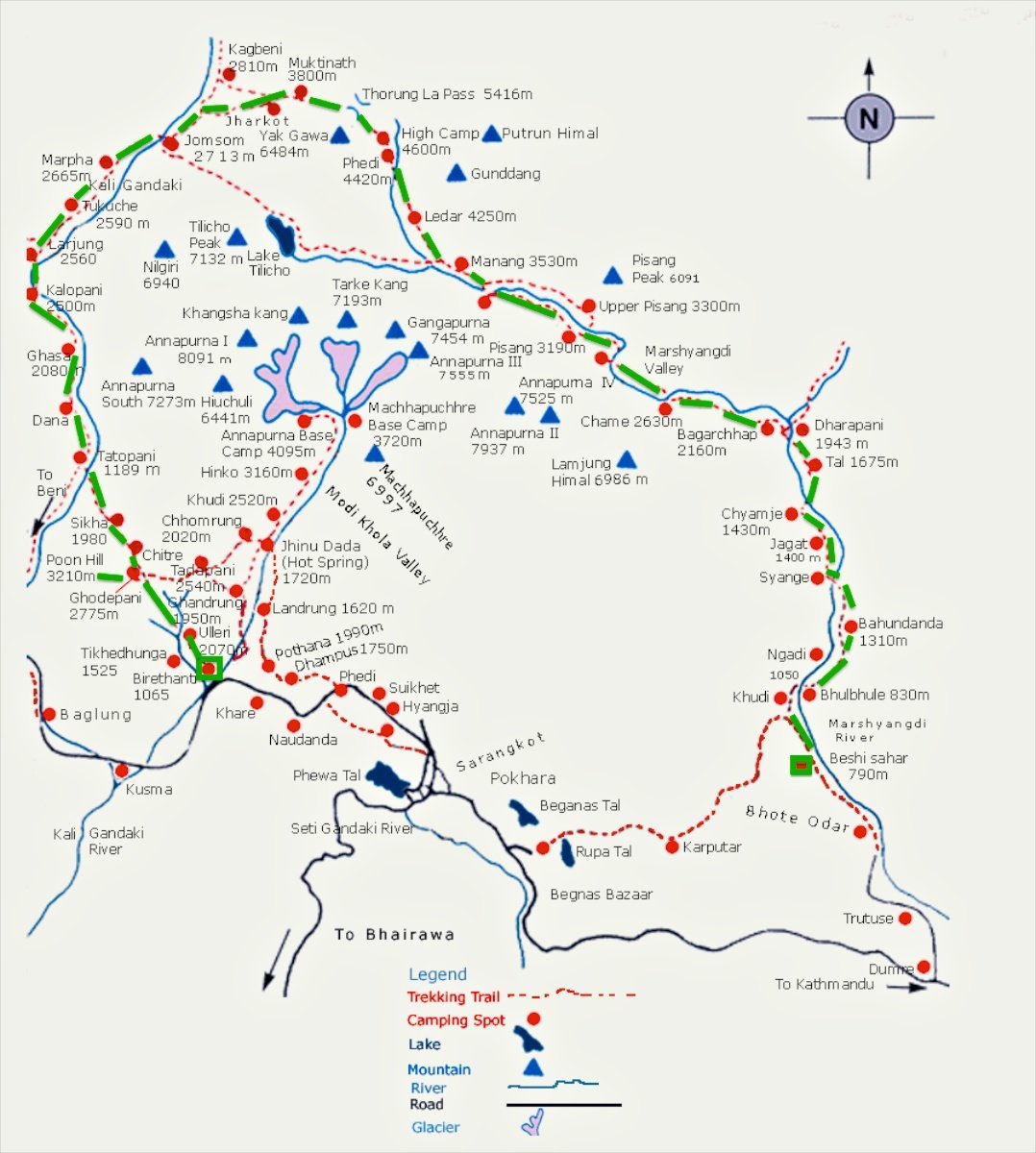 Annapurna Circuit Trekking Route and Map